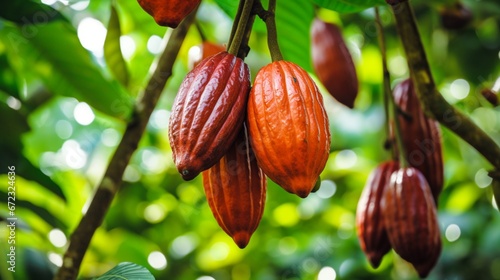 close up of coca fruit on tree