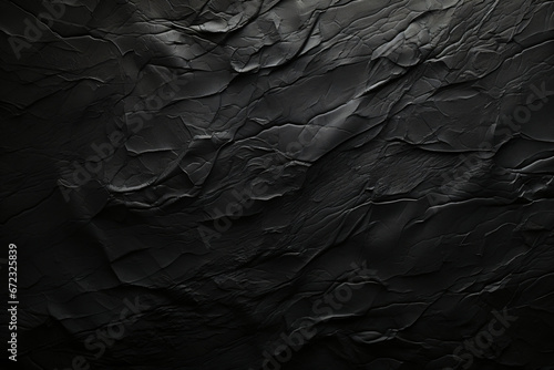 Black textured rock face with pronounced shadows photo