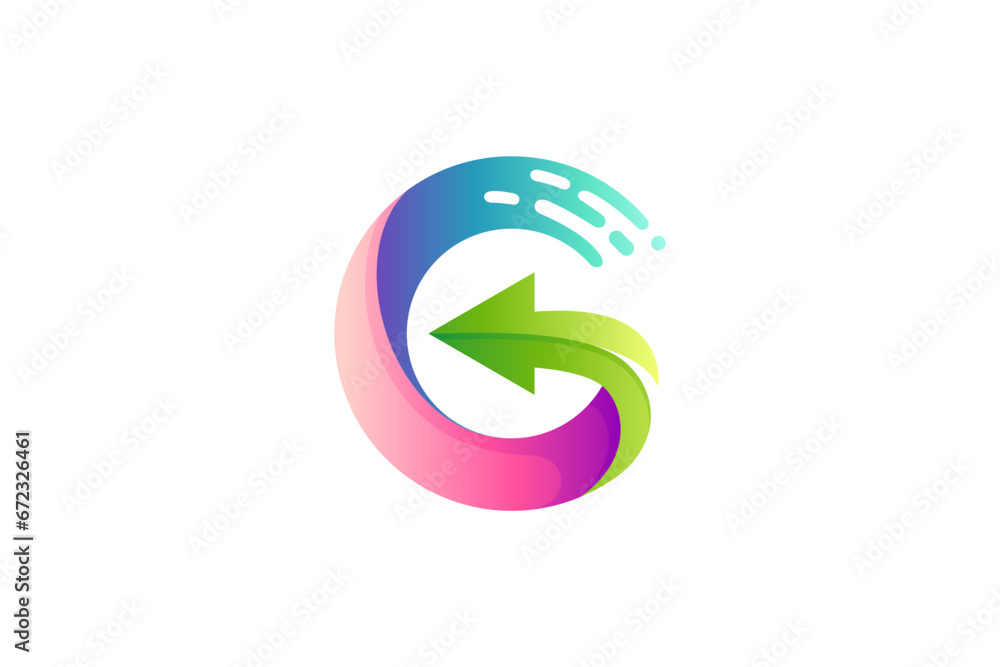 Fototapeta premium modern letter g and arrow logo design with fast effect