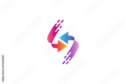 fast arrow letter s logo design colorful gradient and quick effect