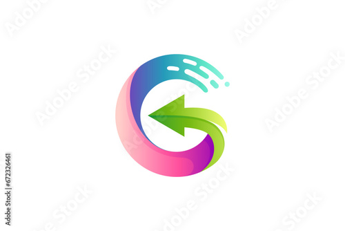 modern letter g and arrow logo design with fast effect