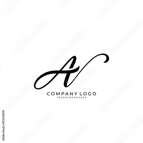Handwritten AV letter logo. Simple signature vector photo