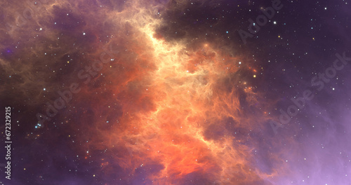 Fototapeta Naklejka Na Ścianę i Meble -  Space background with nebula and shining stars. Giant interstellar cloud. Infinite universe