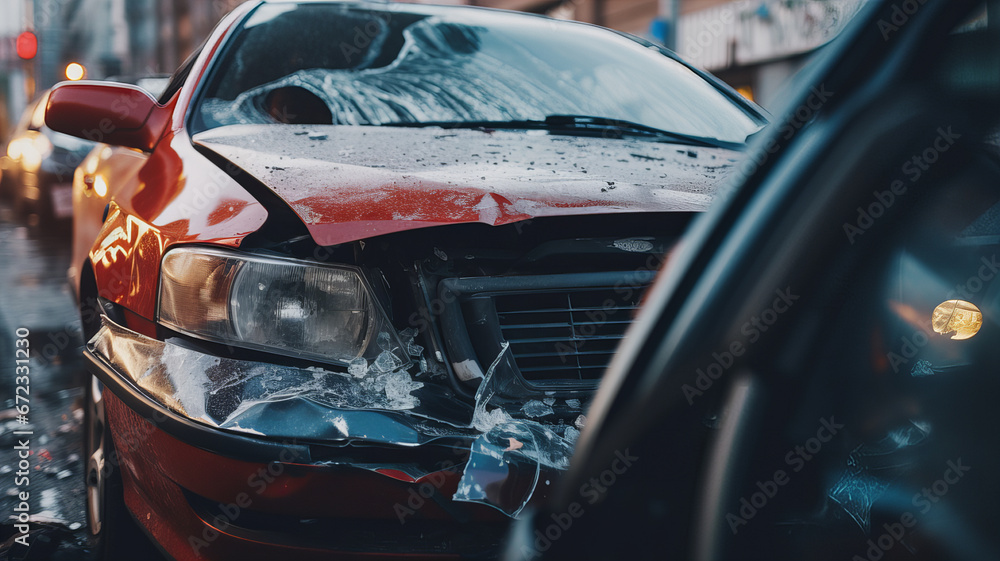 Car accident, car wreck after a car accident. Generative AI