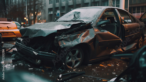 Car accident, car wreck after a car accident. Generative AI