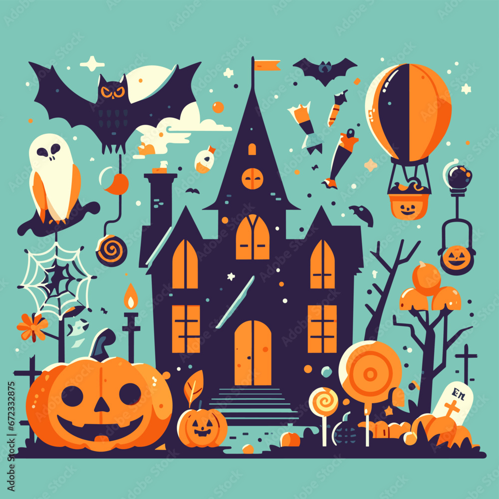 Halloween Icons in Simple Flat Colors Halloween Icons in Simple Flat Colors