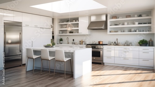 Modern New Kitchen Remodeled White 8k, © Creative artist1