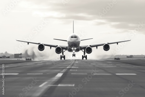 Jet on the runway, in the process of preparing for takeoff © Radmila Merkulova