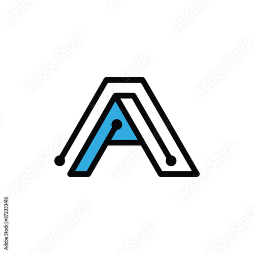 Letter A Circuit logotype Technology Logo Design, logotype element for template.