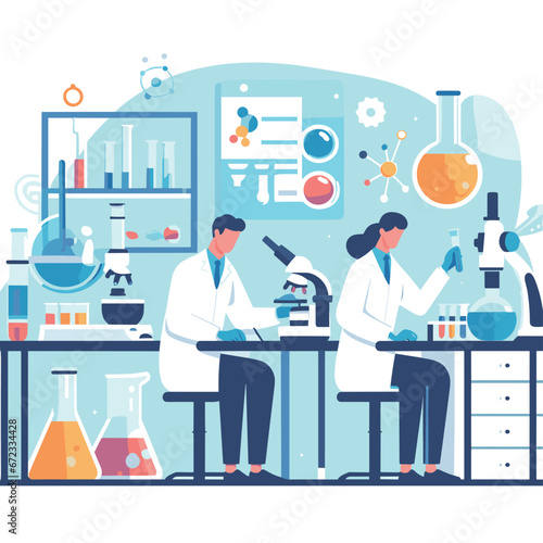 Flat Design of Scientists in Action