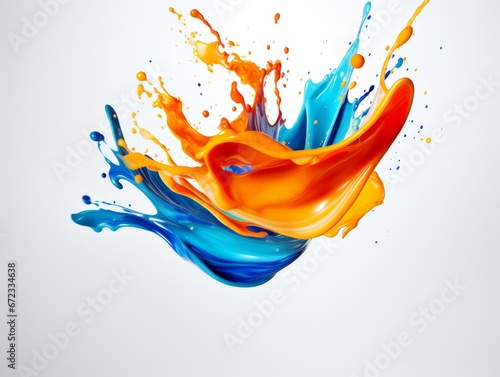 mix color paint splash on white background photo