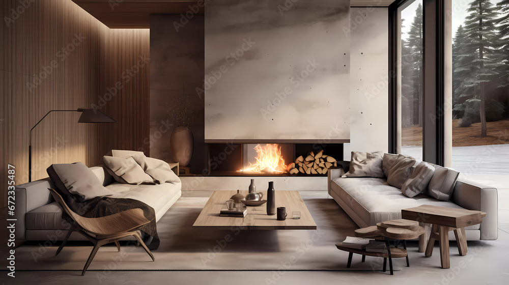 a living room with a fireplace and a couch and chair in it and a coffee table in front of it a living room with a fireplace and a couch and chair in it and a coffee table in front of it