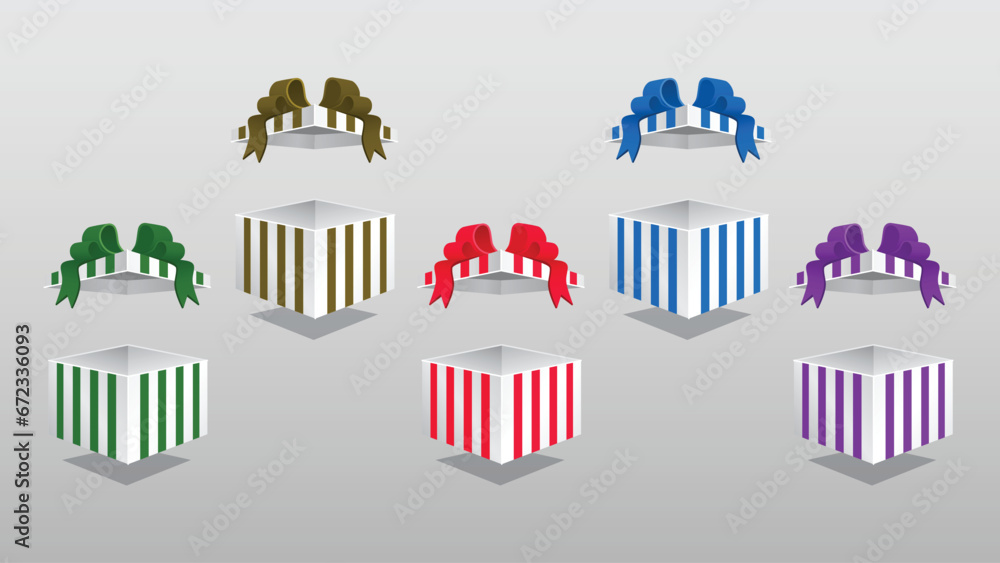 Set of 3d Gift Boxes with Different Colors Set of 3d Gift Boxes with Different Colors