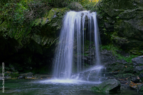 Motion-blurred picture of Grotto Falls in Great Smoky Mountain National Park