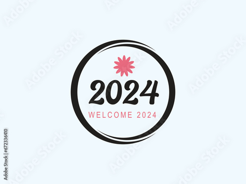 Welcome to 2024, Happy New Year 2024, round new year with white background