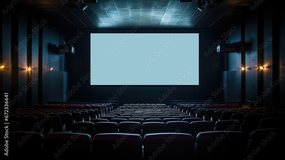 Empty movie theatre. Cinema hall with light screen and chairs. Empty movie theatre. Cinema hall with light screen and chairs.