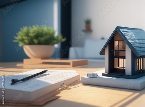 a concept holo 3d render model of a small living house on a table in a real estate agency © Dhanushka