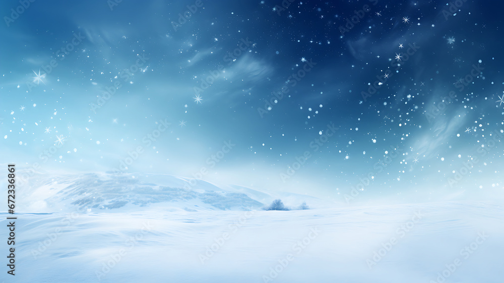 Beautiful Highly detailed ultrawide background image of light snowfall falling over snowdrifts