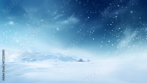 Beautiful Highly detailed ultrawide background image of light snowfall falling over snowdrifts © digitalproducts