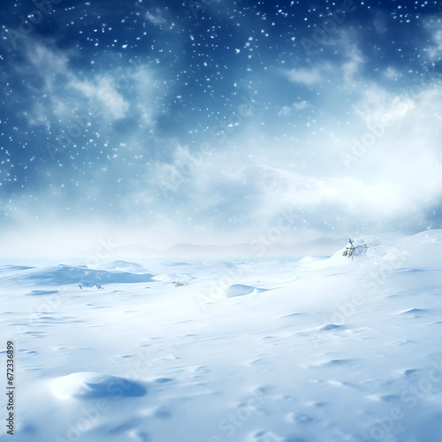 Beautiful Highly detailed ultrawide background image of light snowfall falling over snowdrifts © digitalproducts