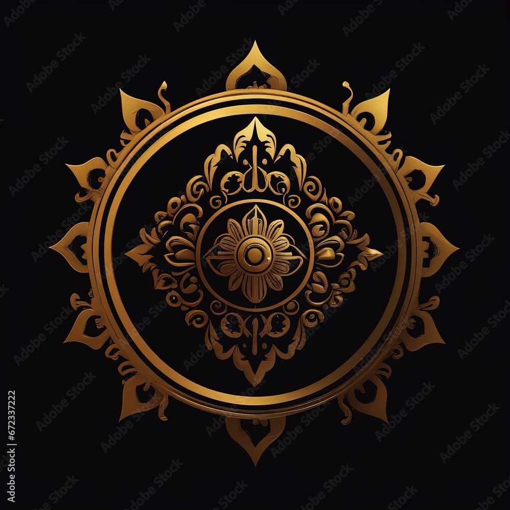 gold ornament on a black background. gold ornament on black background.  can be used as wedding or invitation.  vector illustration