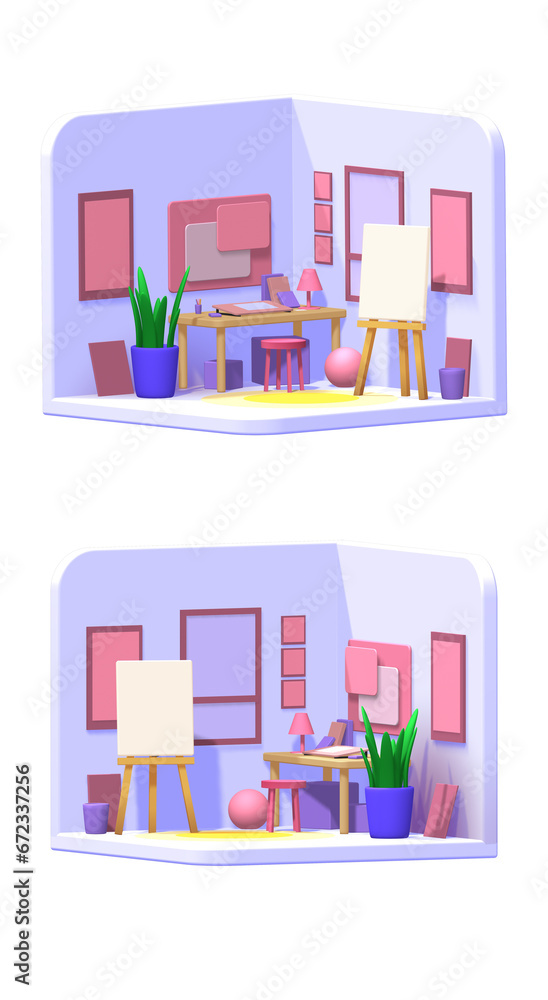 3d illustration of isometric room