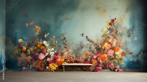 flowers on the wall ai generated