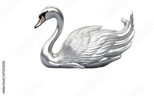 Silver Swan Sculpture, on transparent background © Happymoon