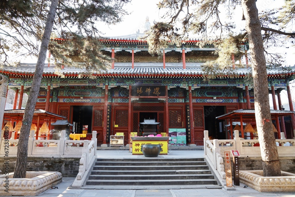Old Chinese building in National Heritage Site Jietai Temple, Beijing, China