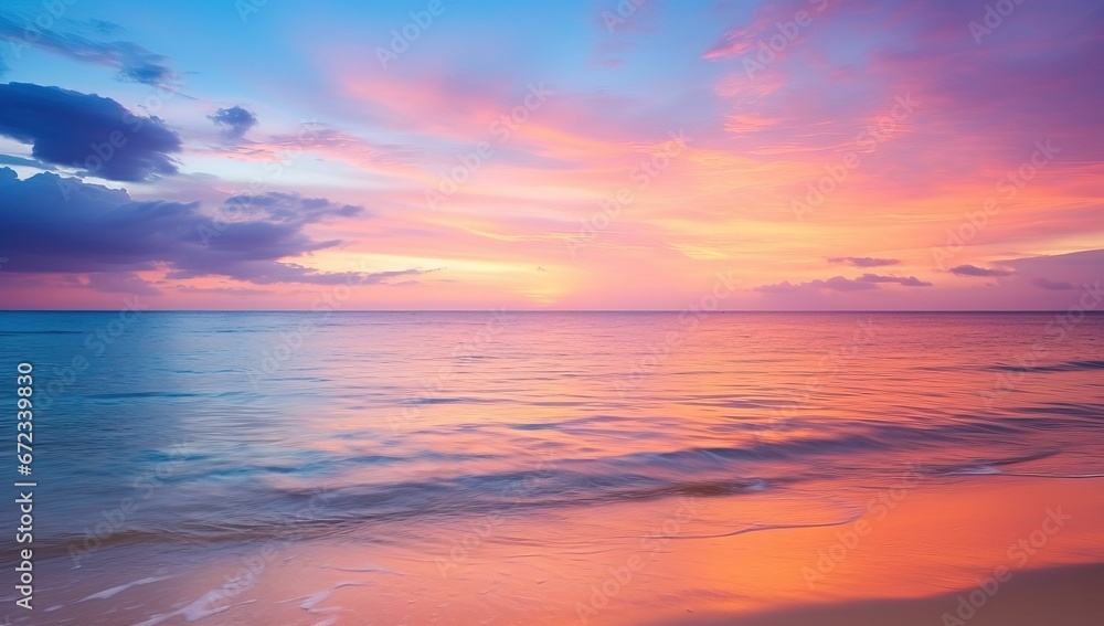 Beautiful sunset over the sea. Panoramic view of the sea and sky.