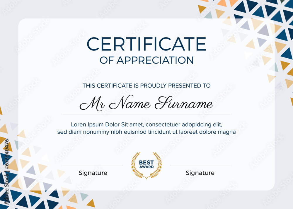 Fototapeta premium Certificate of Appreciation template, Certificate of achievement, awards diploma