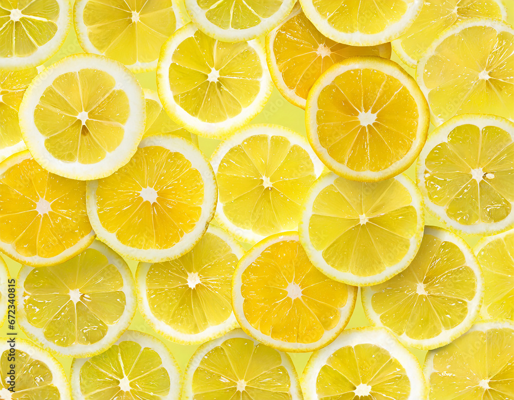 Lemon citrus slices bold yellow texture summer background