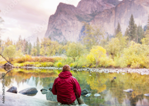 Hike in autumn Yosemite