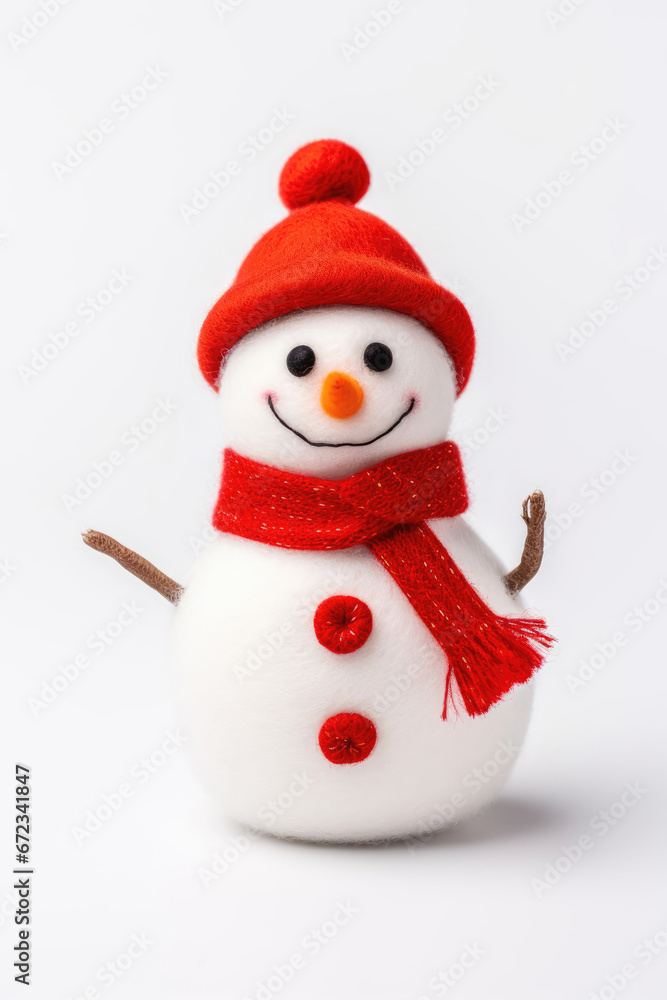 Felt Christmas Snowman on a white background
