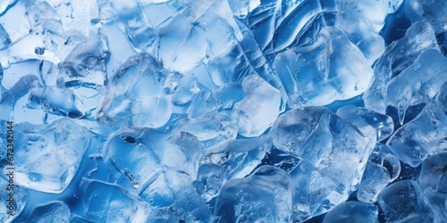 Close-up of Refreshing Blue Ice Cubes