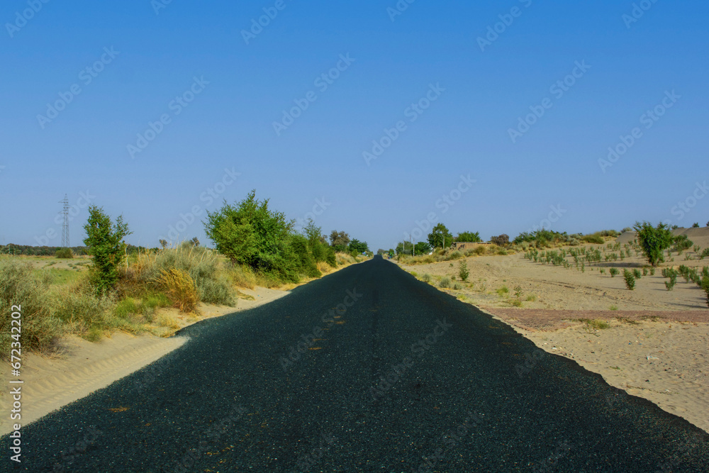 Road in the Thar desert Road in the Thar desert