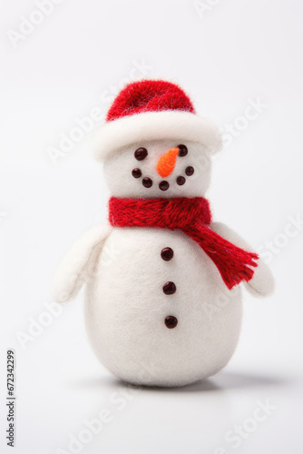 Felt Christmas Snowman on a white background