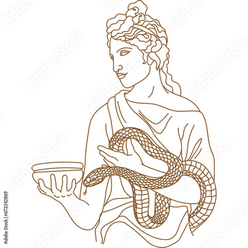 Line Greek Goddess Hygieia or Hygeia