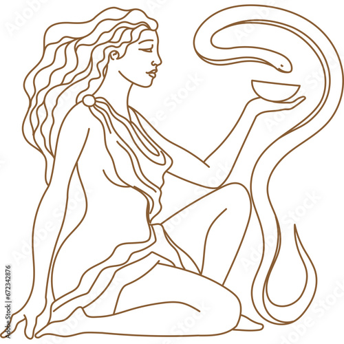 Line Greek Goddess Hygieia or Hygeia