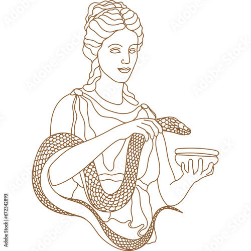 Line Greek Goddess Hygieia or Hygeia