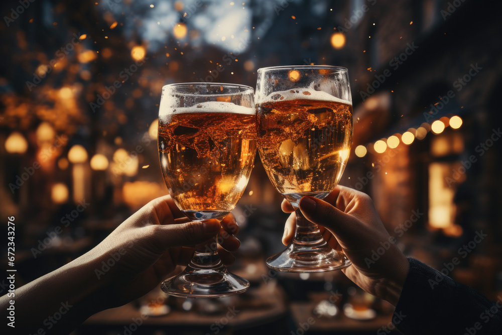 People toasting with beer, happy new year (AI Generated) 