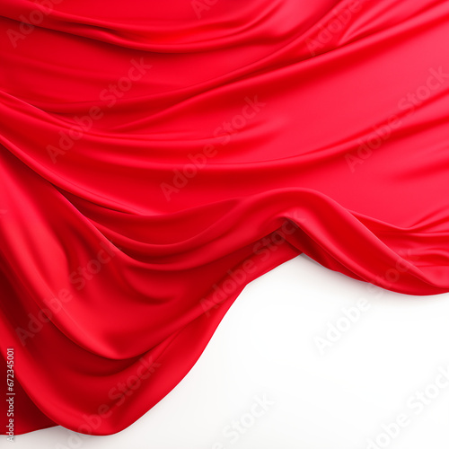 red curtain or sheet, isolated on white background