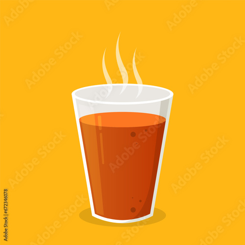 Chai logo design. Karak Milk Chai Illustration On Organic Background. Spicy Hot Tea Design Element Vector Design. Chai vector.