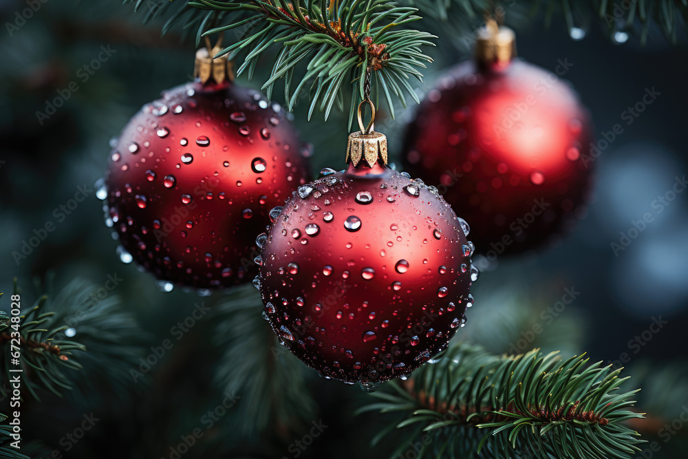 Naklejka premium Christmas balls (AI Generated)