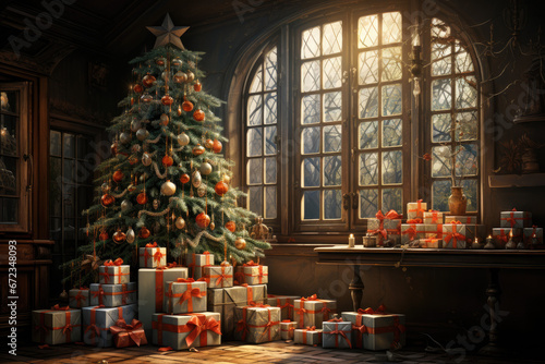 Christmas tree with presents (AI Generated)  © Djomas