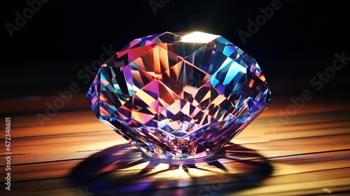 Patterns of rippling water reflecting beams of sunlight through the prism of a transparent  multifaceted gemstone.