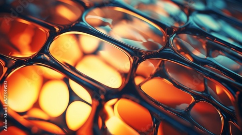 Reflections and light distortions on a glass surface creating an abstract pattern.
