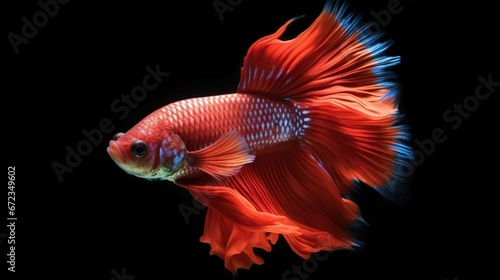 Betta fish.Red fighting Siamese fish with beautiful.Generative AI