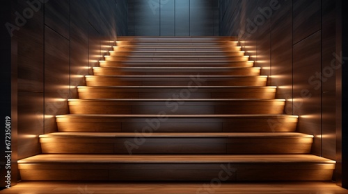 Stairway lights bulb for illumination as safety protection wooden stairs architecture interior design of contemporary  Modern house building stairway 8k 