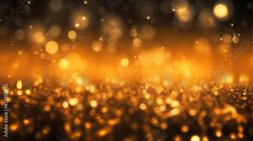 Golden bokeh effect with shimmering orbs of light creating a dreamy and warm ambient atmosphere.